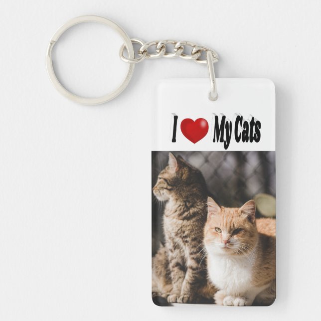Porte-clefs J'aime mes chats Photo (Devant)