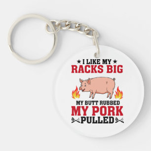 Porte-clefs J'aime Mes Racks Gros BBQ, Citation Porc Fessier