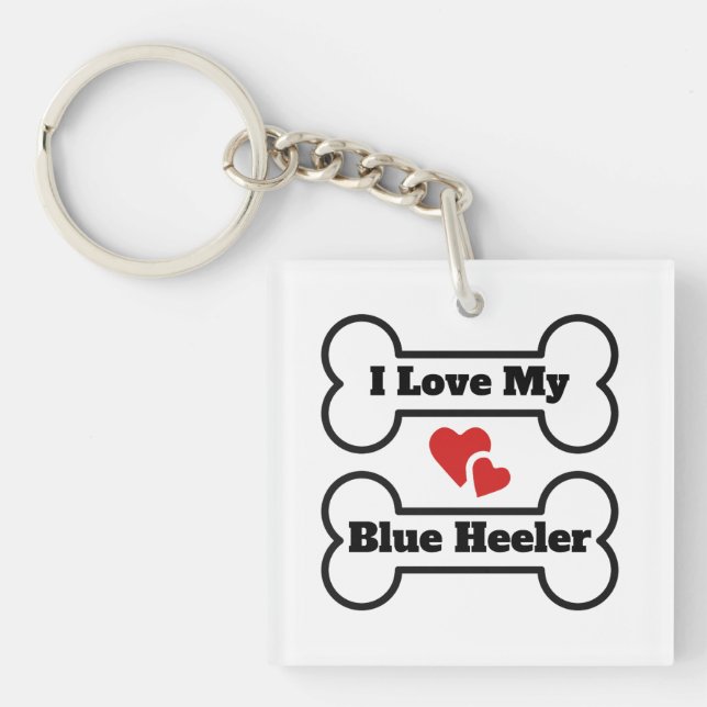 Porte-clefs J'aime mon Blue Heeler (Devant)