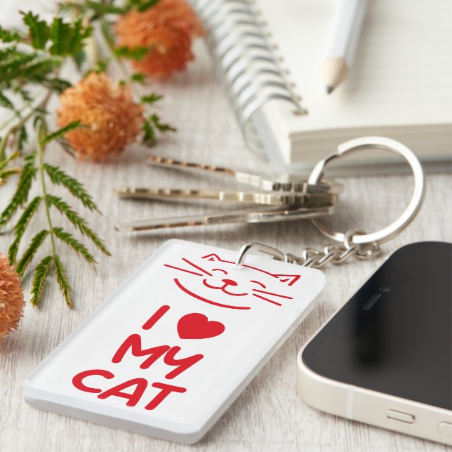 Porte-clefs J'aime mon chat (Devant droit)