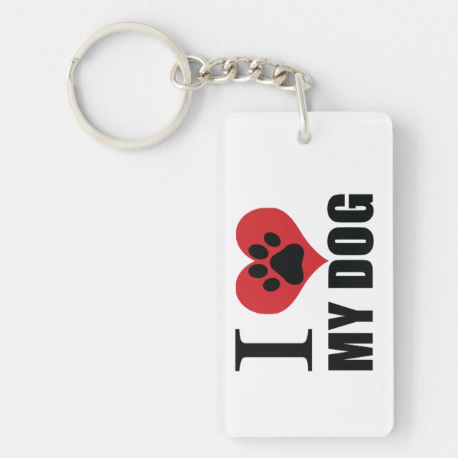 Porte-clefs J'aime mon chien jeter l'oreiller (Devant)