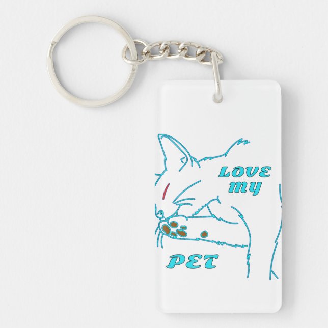 PORTE-CLEFS J'AIME MON CUTE AQUA PET CAT (Devant)
