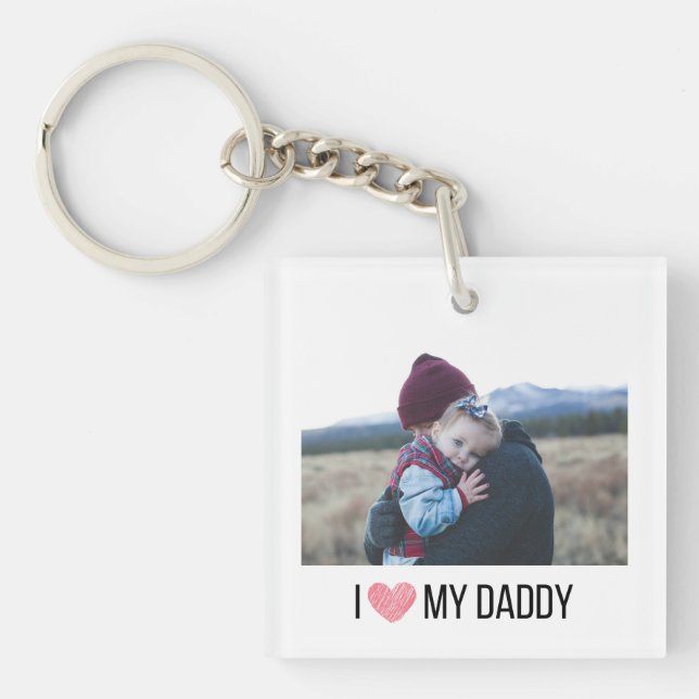 PORTE-CLEFS J'AIME MON DADDY PORTE - CLÉ 2 PHOTO PERSONNALISÉE (Devant)