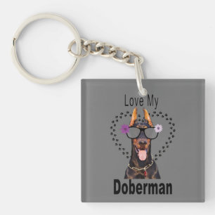 Porte-clefs J'aime mon doberman