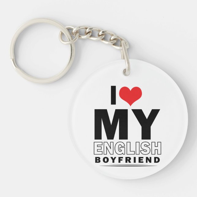 Porte-clefs J'aime mon petit ami anglais (Devant)