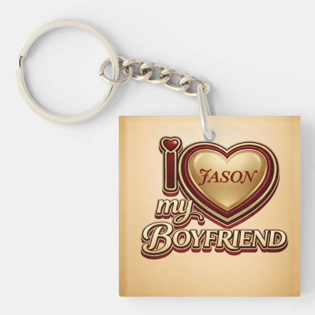 Porte-clefs J'aime mon petit ami sur mesure (Devant)
