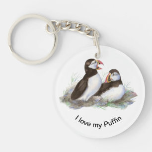 Porte-clefs J'aime mon Puffin Fun Citation Puffin Bird Art