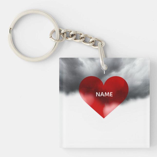 Porte-clefs J'aime Nom Personnalisé (Devant)