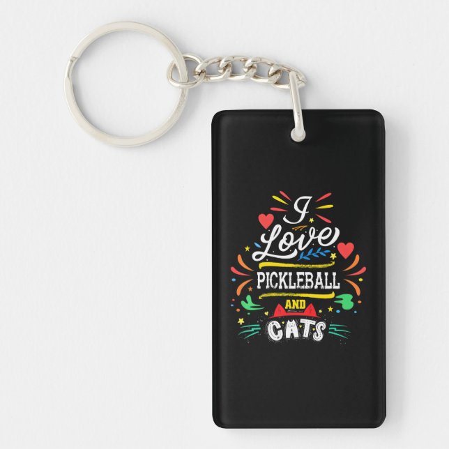 Porte-clefs J'Aime Pickleball Et Chats Pickleball Lover Coach (Devant)