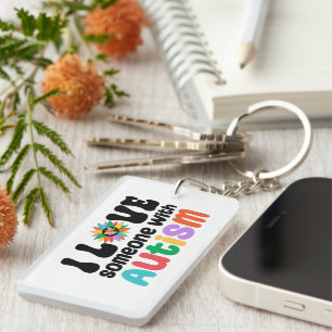 Porte-clefs J'Aime Quelqu'Un Avec L'Autisme