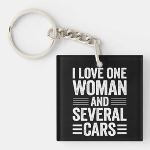 Porte-clefs J'aime une femme et plusieurs voitures Cadeau pour