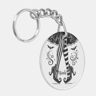 Porte-clefs Jambes de Sorcière Noir et Blanc Fête d'Halloween 