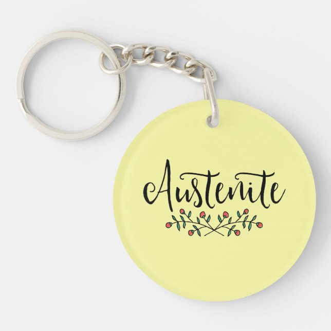 Porte-clefs Jane Austen Jaune Floral Austenite (Devant)