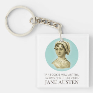 Porte-clefs Jane Austen Portrait et citation sur la lecture