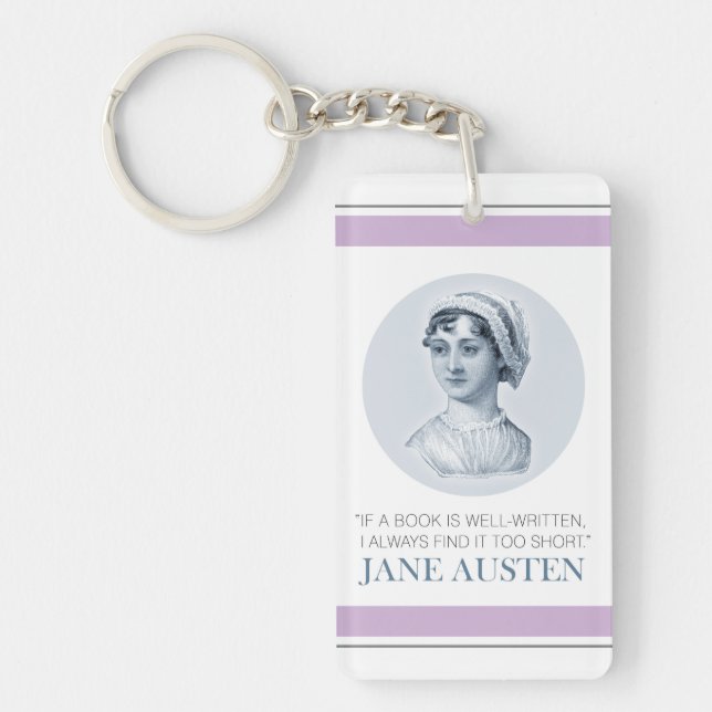 Porte-clefs Jane Austen Portrait et citation sur la lecture (Devant)