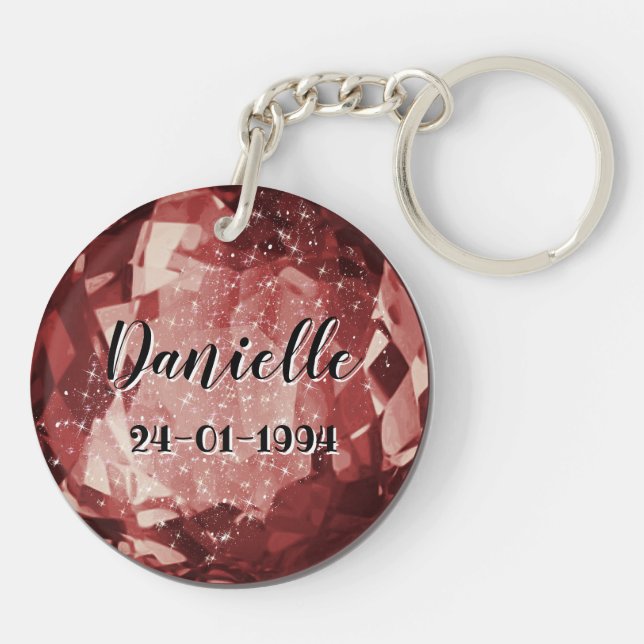Porte-clefs Janvier Clavier Birthstone Avec Nom (Dos)