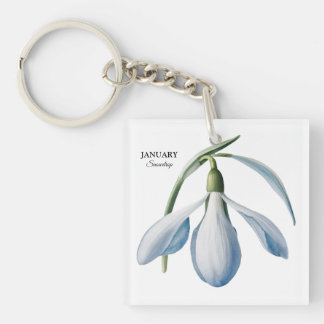 Porte-clefs Janvier Snowdrop Bloom - Cadeau personnalisé
