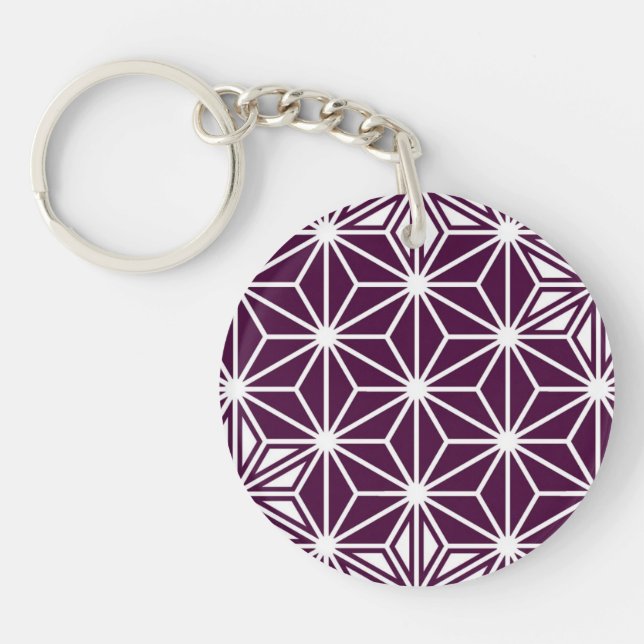 Porte-clefs Japonais Asanoha motif - aubergine violet (Devant)
