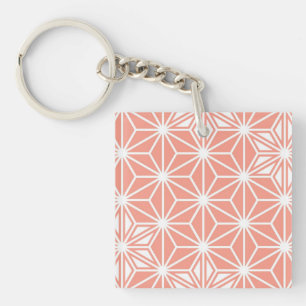 Porte-clefs Japonais Asanoha motif - corail rose