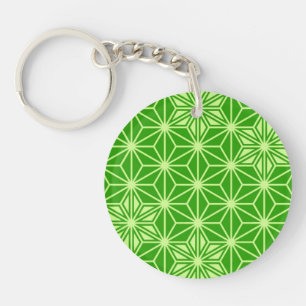 Porte-clefs Japonais Asanoha motif - vert citron