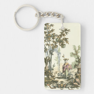 Porte-clefs Jardin asiatique avec la femme et les animaux