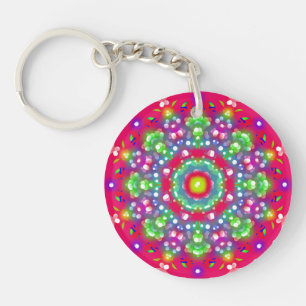 Porte-clefs Jardin aux fleurs colorées Mandala Porte - clé ron