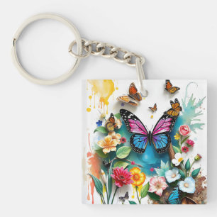 Porte-clefs Jardin aux papillons Conception de printemps ins