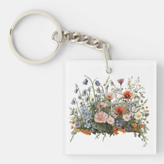 Porte-clefs Jardin botanique de prairie fleurie (Devant)