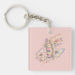 Porte-clefs Jardin d'anniversaire papillon pastel