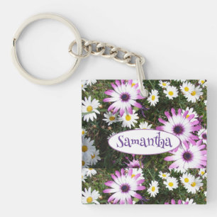 Porte-clefs Jardin de Fleur de Faisy Blanc Violet Nom personna