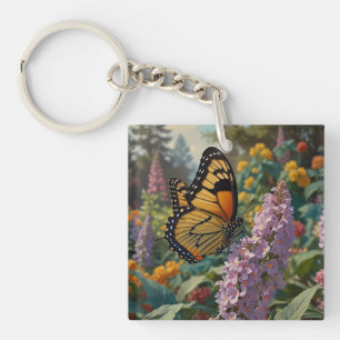 Porte-clefs Jardin de fleurs sauvages pastel élégant avec papi
