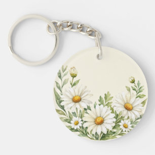 Porte-clefs Jardin de marguerites à l'aquarelle