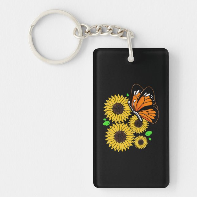 Porte-clefs Jardin de tournesol papillon (Devant)