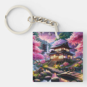 Porte-clefs Jardin japonais serein à Dusk Painting