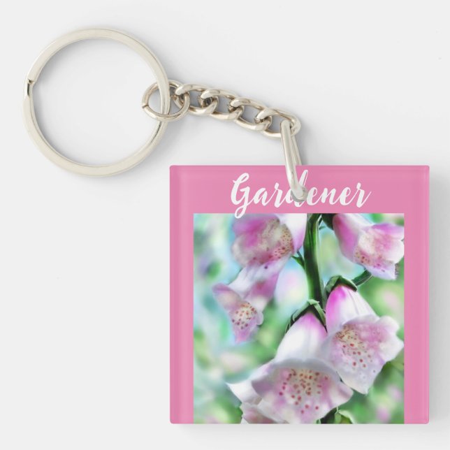 Porte-clefs Jardinier Foxglove Flowers Peinture Art Floral Ros (Devant)