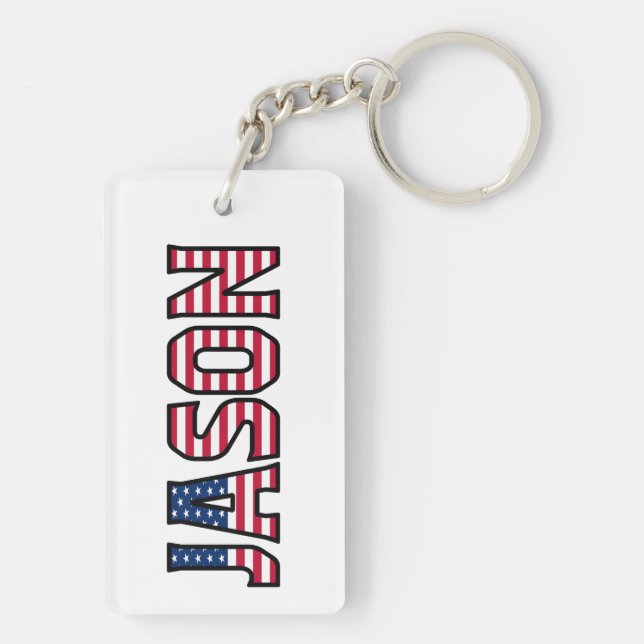 Porte-clefs Jason Name Vorname USA Flagge Anhänger Schlüssel (Dos)