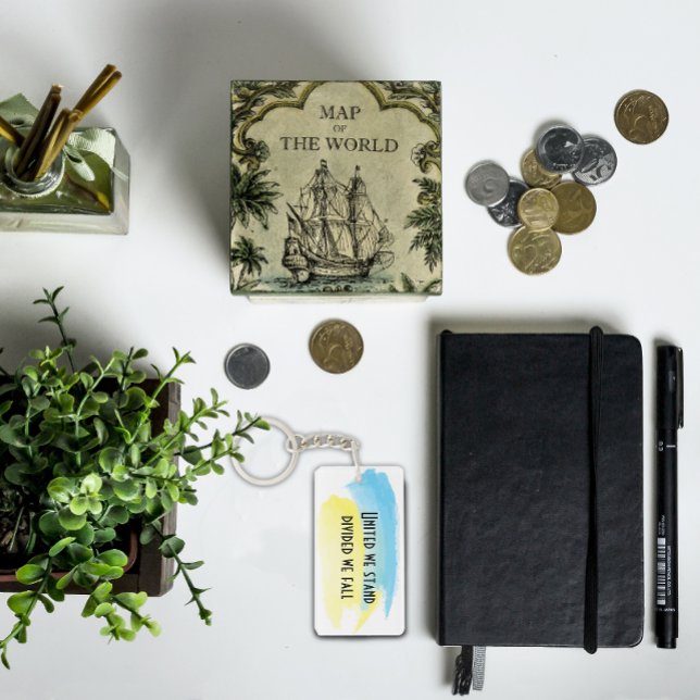 Porte-clefs Jaune bleu ukraine drapeau uni nous tenons une cit (Créateur téléchargé)