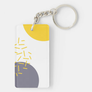 Porte-clefs Jaune, cool, moderne, art géométrique tendance