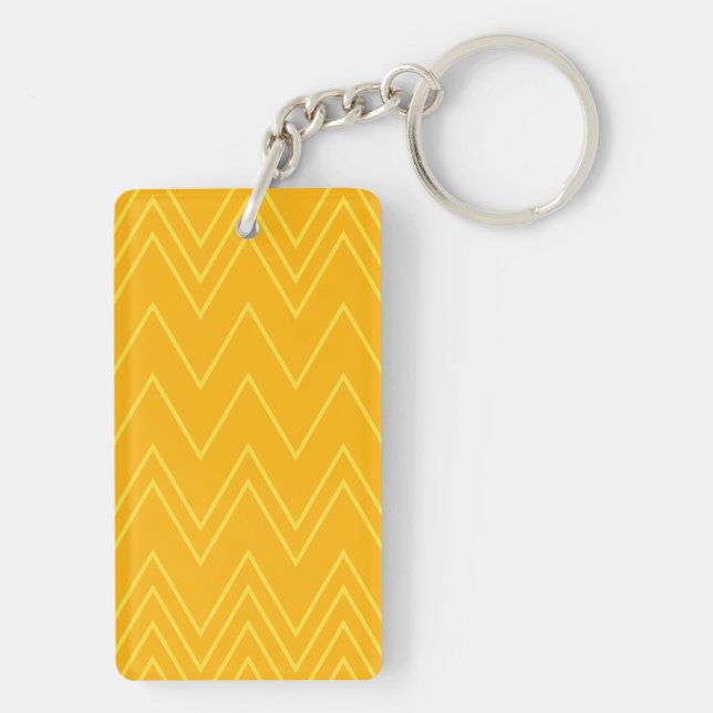 Porte-clefs Jaune, cool, tendance, moderne, motif de zigzag ur (Dos)