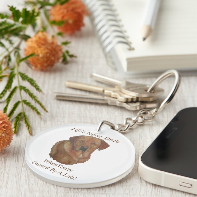 Porte-clefs jaune labrador retreiver chien portrait slogan amu (Devant Droit)