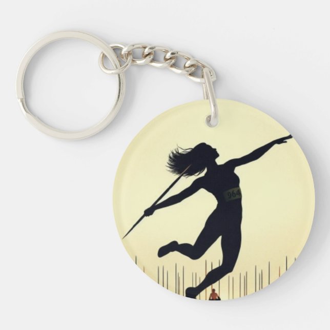 Porte-clefs javelot jeteuse fille (Devant)