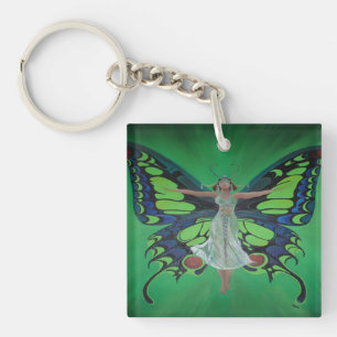 Porte-clefs Jazz Age Showgirl Flapper portant des ailes papill