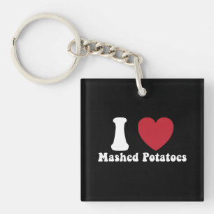 Porte-clefs Je adore les pommes de terre écrasées Cadeau de dî