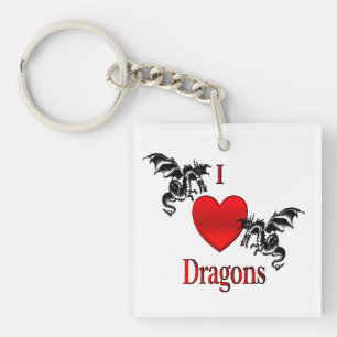 Porte-clefs Je Coeur Dragons