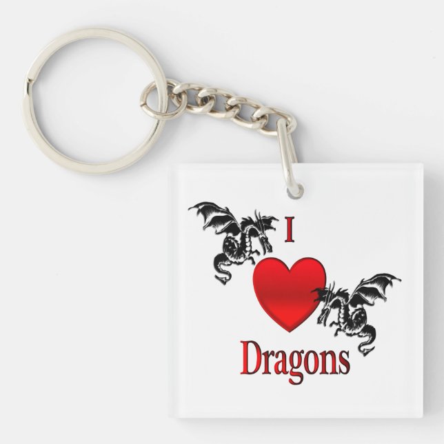 Porte-clefs Je Coeur Dragons (Devant)