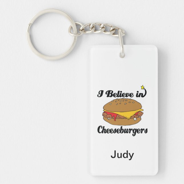 Porte-clefs je crois aux cheeseburgers (Devant)