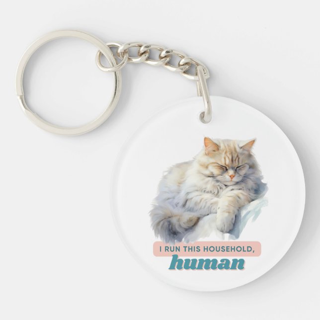 Porte-clefs "Je Gère Cette Maison, Humaine" Hilarios Cat (Devant)