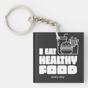 Porte-clefs Je mange des aliments sains tous les jours