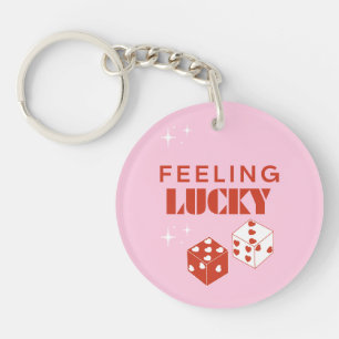 Porte-clefs Je Me Sens Lucky, Lucky Girl, Luckiest Girl, Rose