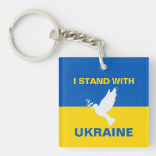 Porte-clefs Je me tiens avec l'Ukraine Pavillon ukrainien Dove